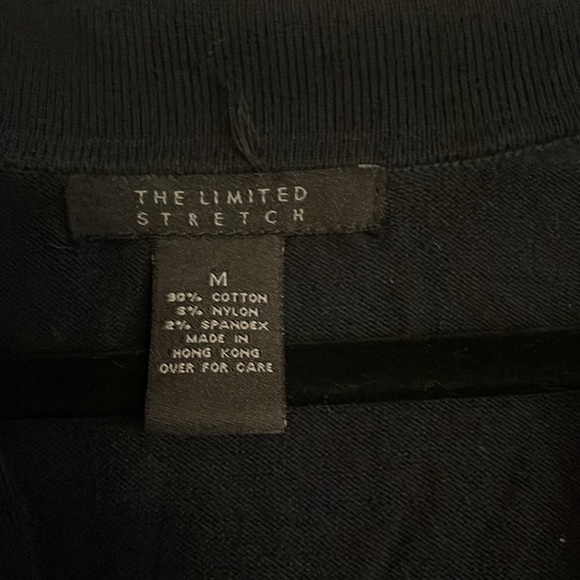 The Limited Stretch black with cream trim collar V neck sweater lightweight Med - Picture 3 of 4